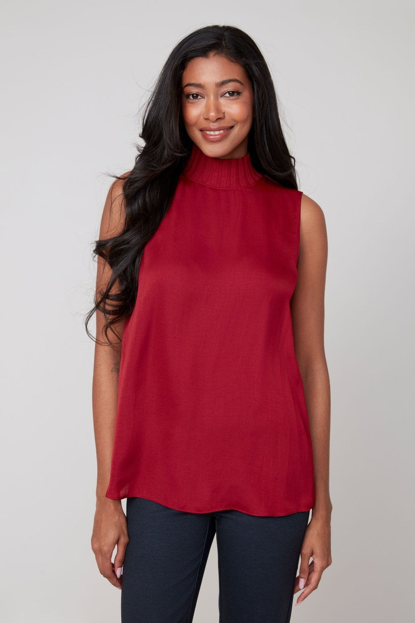 Mock Neck Sleeveless Top R5118 - Hello Beautiful BoutiqueTopRenuar