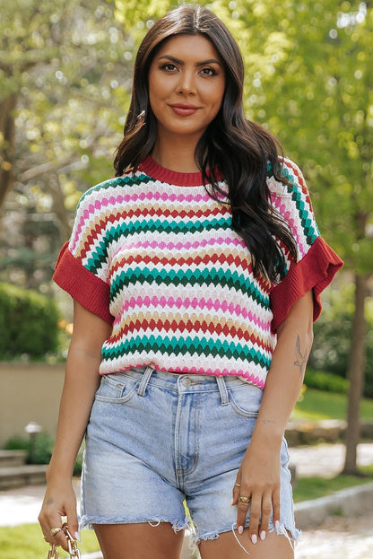 Molly Sleeve Colorful Textured Sweater - Hello Beautiful BoutiqueSweatersThreaded Pear