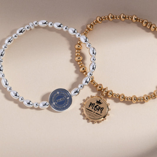 'Mom, A Title Above Queen' Beaded Stretch Charm Bracelet - Hello Beautiful BoutiqueBraceletsALEX AND ANI