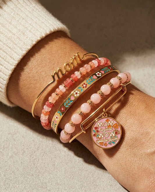 'Mom Is Just Wow Upside Down' Bangle Set of 5 - Hello Beautiful BoutiqueBraceletsALEX AND ANI