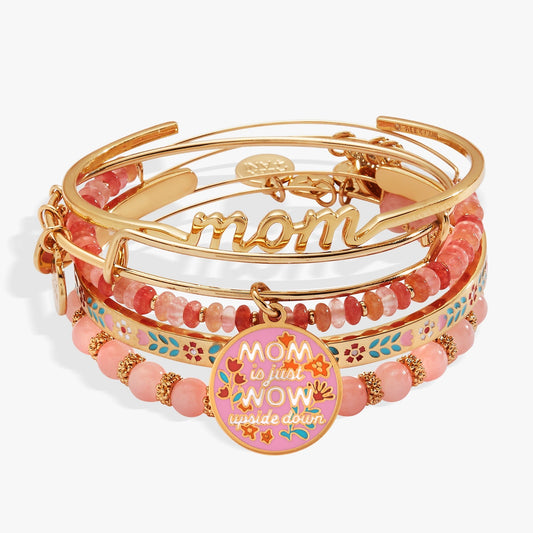 'Mom Is Just Wow Upside Down' Bangle Set of 5 - Hello Beautiful BoutiqueBraceletsALEX AND ANI