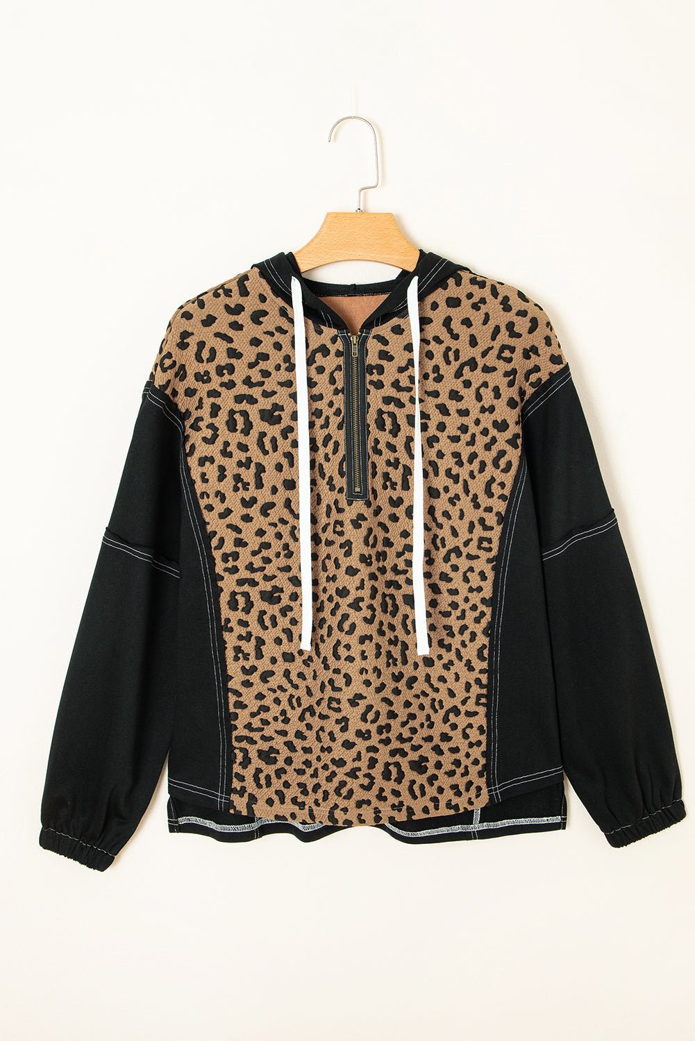 Monanaya Cuff Quarter Zip Hoodie - Hello Beautiful BoutiqueSweatshirts & HoodiesThreaded Pear