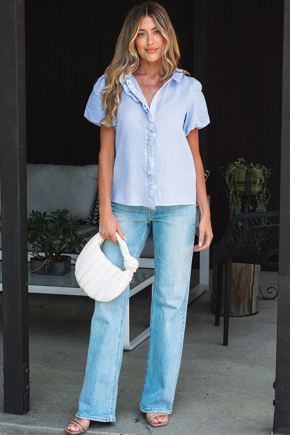 Monica Short Bubble Sleeve Shirt - Hello Beautiful BoutiqueBlouses & ShirtsThreaded Pear