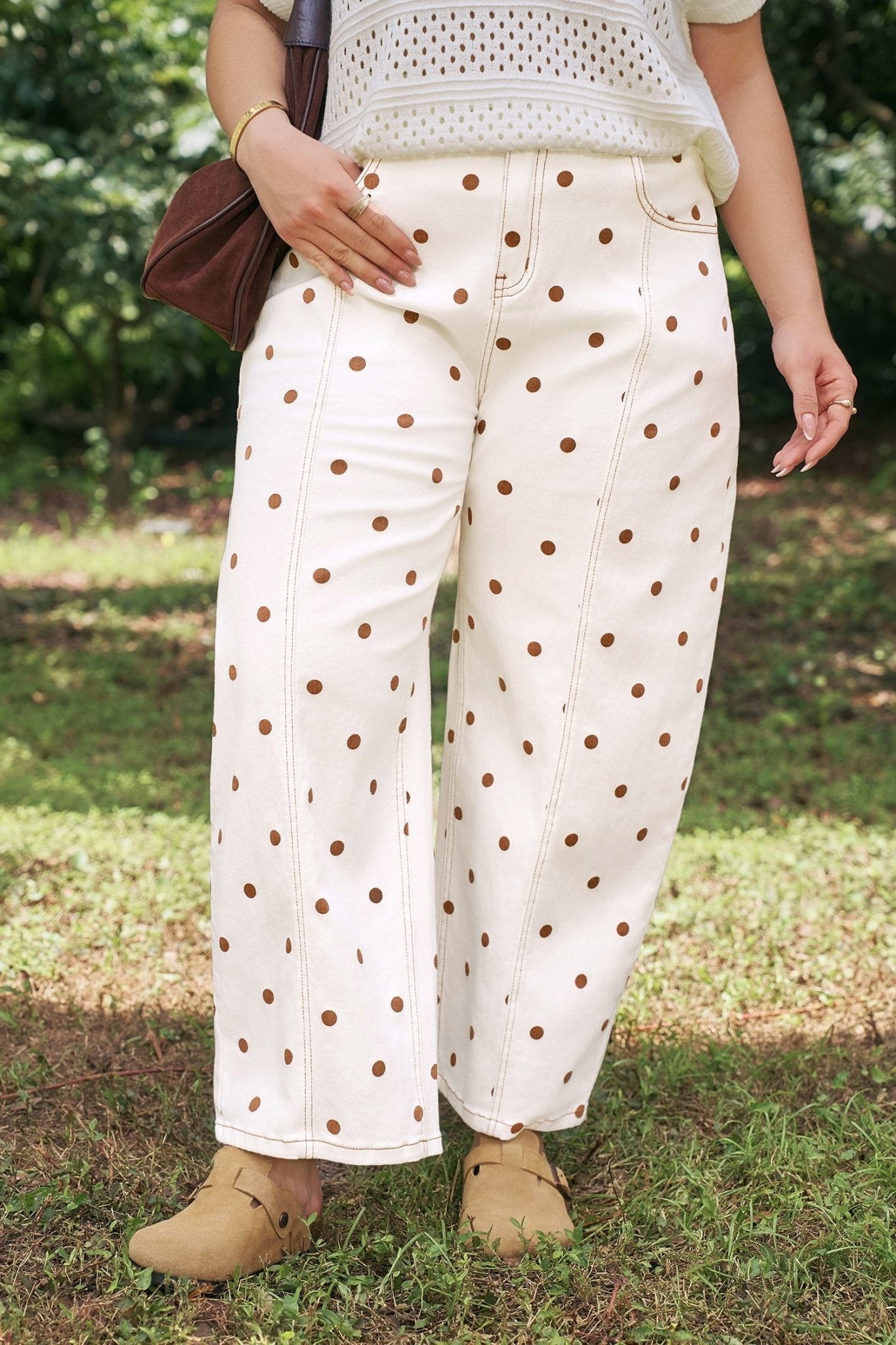 Monroe Dot Print Barrel PLUS Jeans - Hello Beautiful BoutiquePlus Size BottomsThreaded Pear