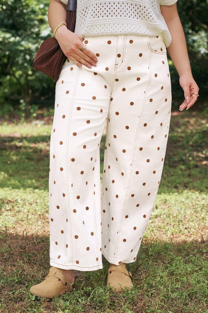 Monroe Dot Print Barrel PLUS Jeans - Hello Beautiful BoutiquePlus Size BottomsThreaded Pear