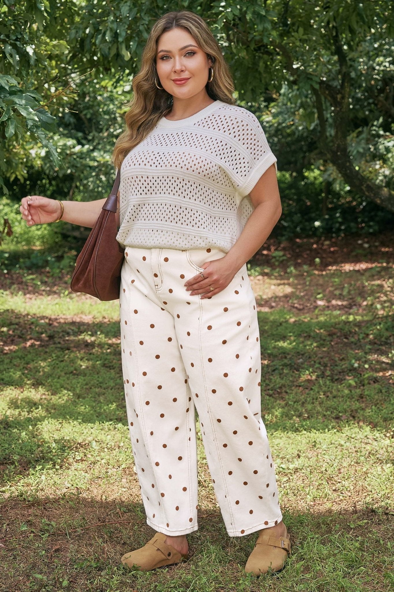 Monroe Dot Print Barrel PLUS Jeans - Hello Beautiful BoutiquePlus Size BottomsThreaded Pear