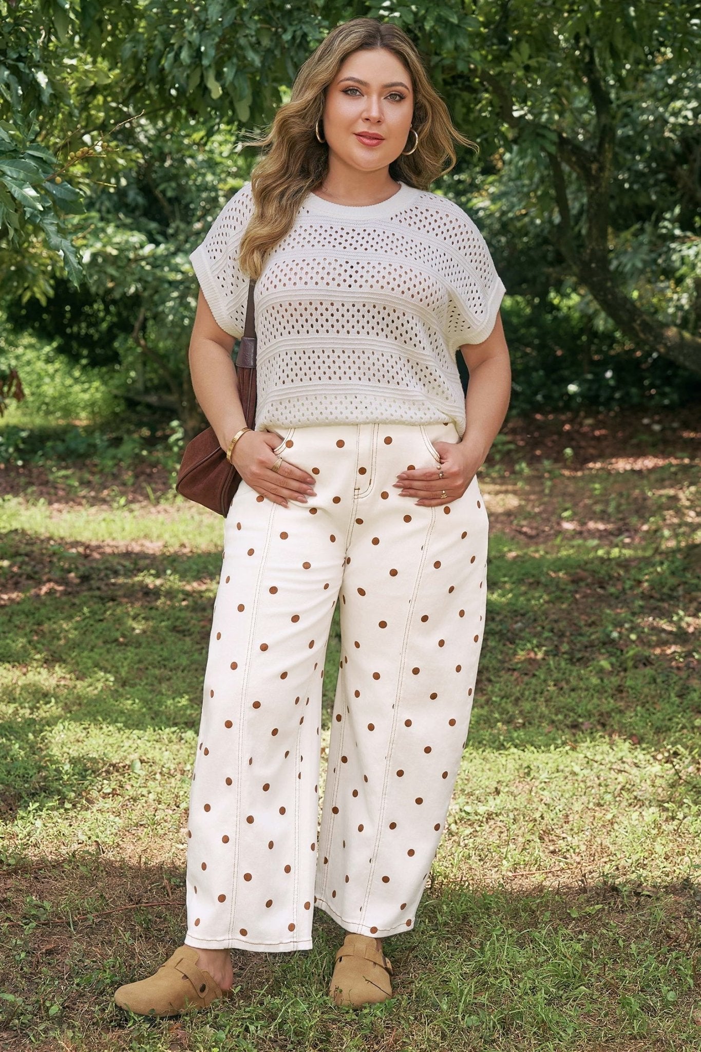 Monroe Dot Print Barrel PLUS Jeans - Hello Beautiful BoutiquePlus Size BottomsThreaded Pear