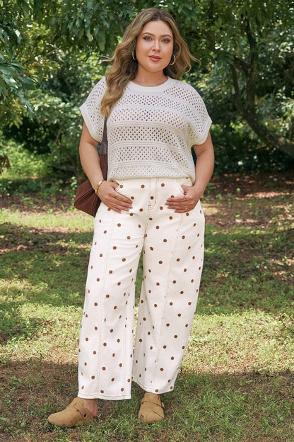 Monroe Dot Print Barrel PLUS Jeans - Hello Beautiful BoutiquePlus Size BottomsThreaded Pear