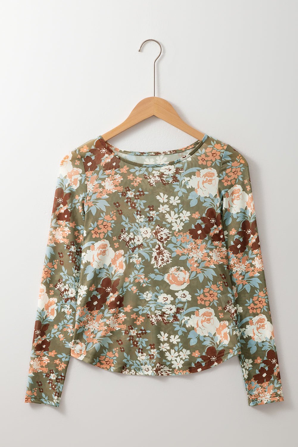 Monroe Print Mesh Fitted Long Sleeve Top - Hello Beautiful BoutiqueLong Sleeve TopsThreaded Pear