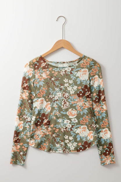 Monroe Print Mesh Fitted Long Sleeve Top - Hello Beautiful BoutiqueLong Sleeve TopsThreaded Pear