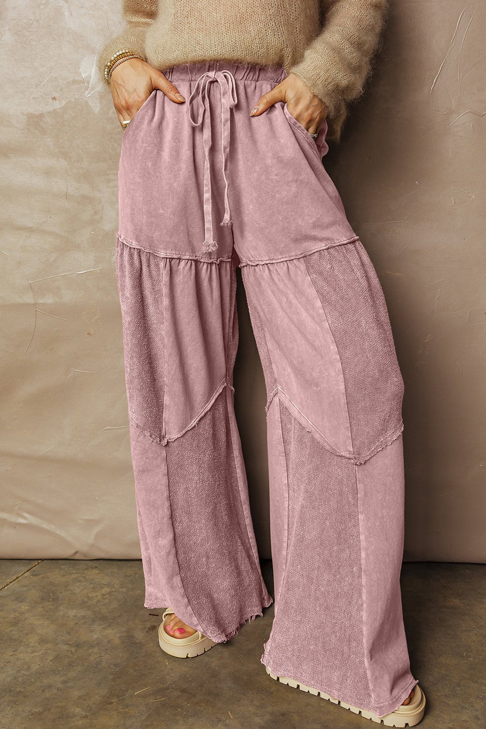 Murphy Leg Patchwork Drawstring Pants - Hello Beautiful BoutiquePants & CulotteThreaded Pear