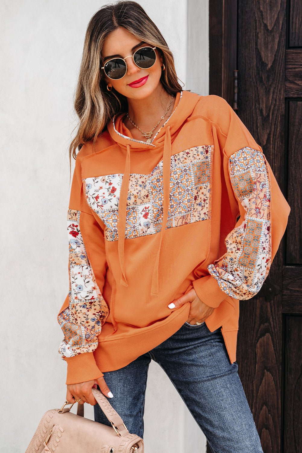 Myrassa Side Slit Drawstring Hoodie - Hello Beautiful BoutiqueSweatshirts & HoodiesThreaded Pear