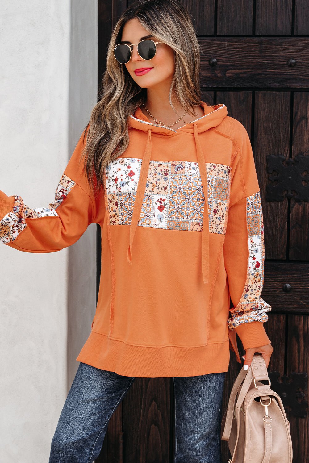Myrassa Side Slit Drawstring Hoodie - Hello Beautiful BoutiqueSweatshirts & HoodiesThreaded Pear