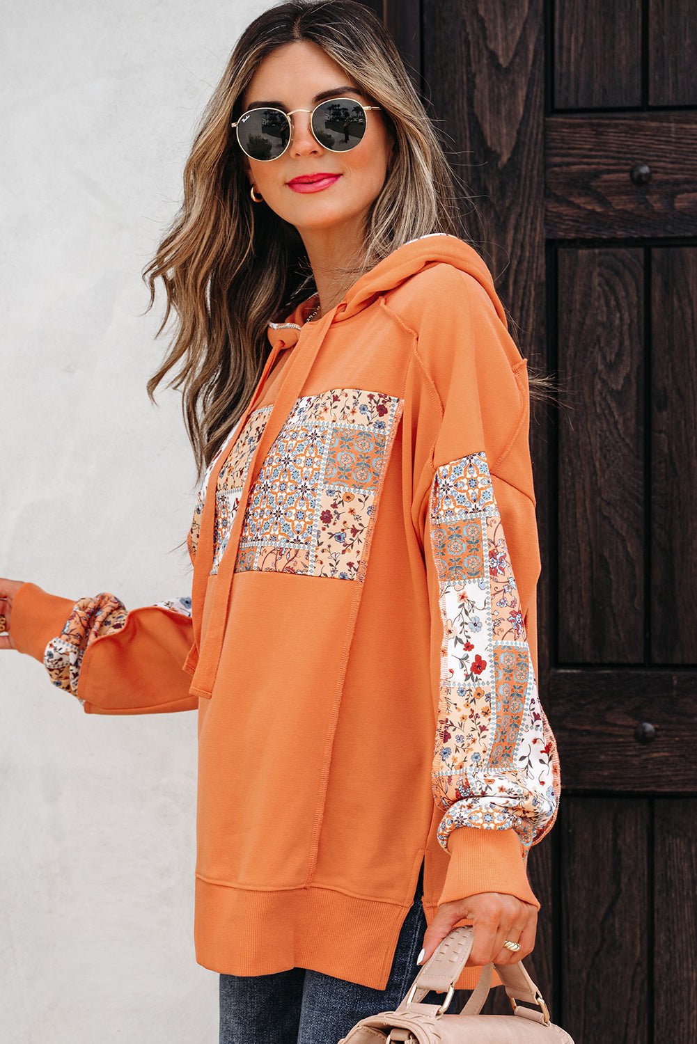 Myrassa Side Slit Drawstring Hoodie - Hello Beautiful BoutiqueSweatshirts & HoodiesThreaded Pear