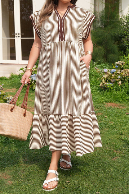 Nadia Flutter Sleeve Maxi PLUS Dress - Hello Beautiful BoutiquePlus Size Maxi DressesThreaded Pear