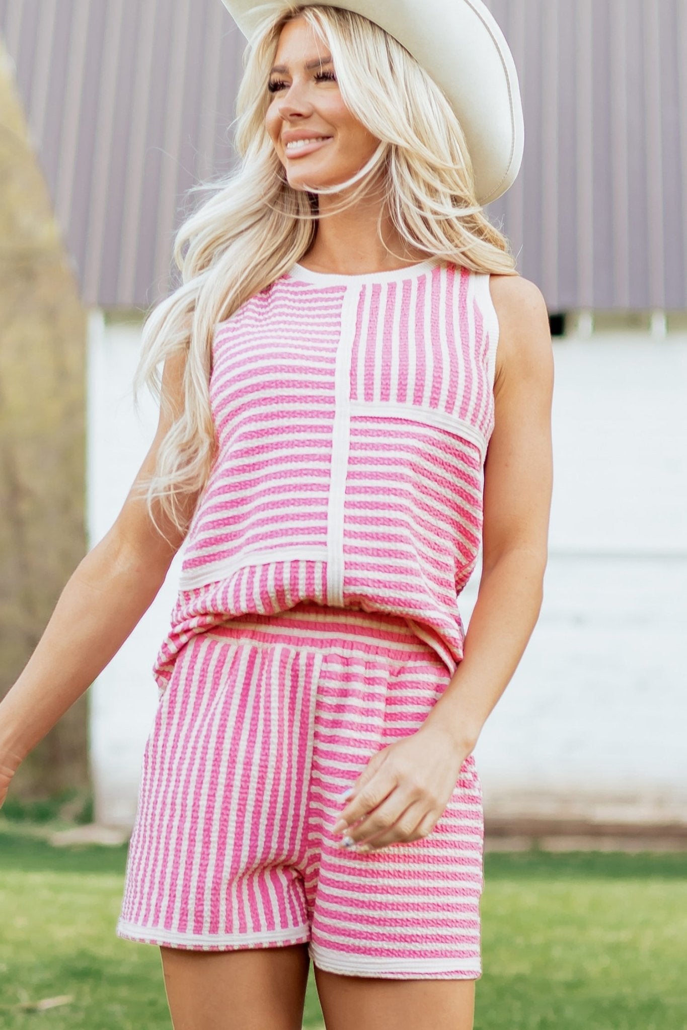 Nala Contrast Trim Casual Tank Set - Hello Beautiful BoutiqueShort SetsThreaded Pear