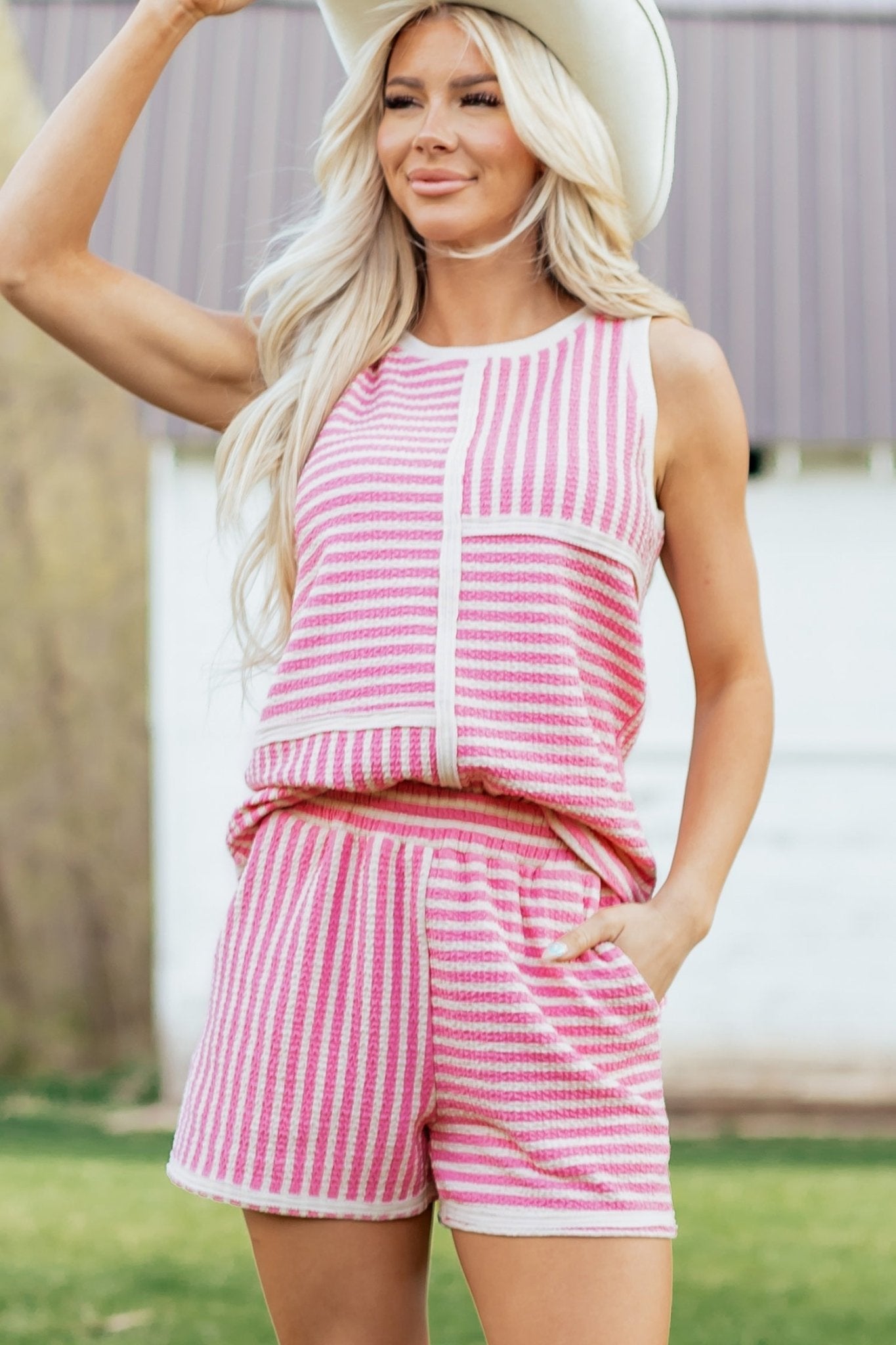Nala Contrast Trim Casual Tank Set - Hello Beautiful BoutiqueShort SetsThreaded Pear