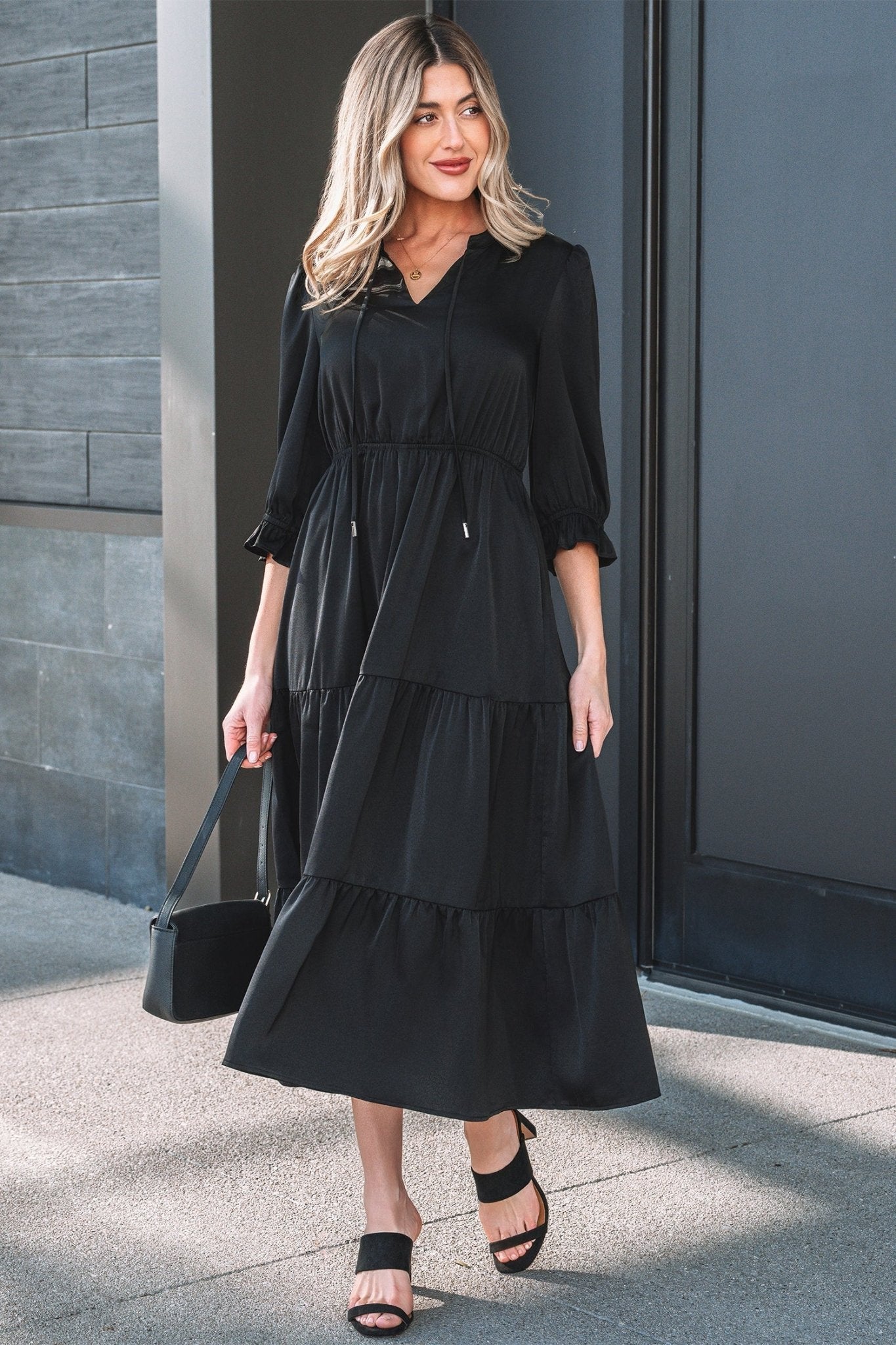 Natasha Sleeve Tiered Maxi Dress - Hello Beautiful BoutiqueMaxi DressesThreaded Pear