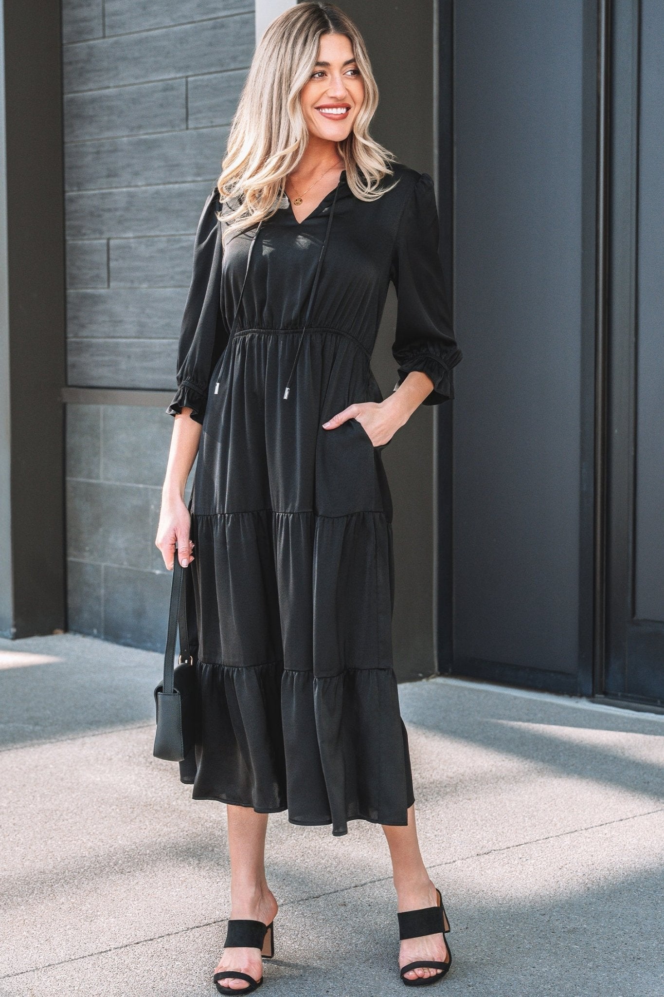 Natasha Sleeve Tiered Maxi Dress - Hello Beautiful BoutiqueMaxi DressesThreaded Pear
