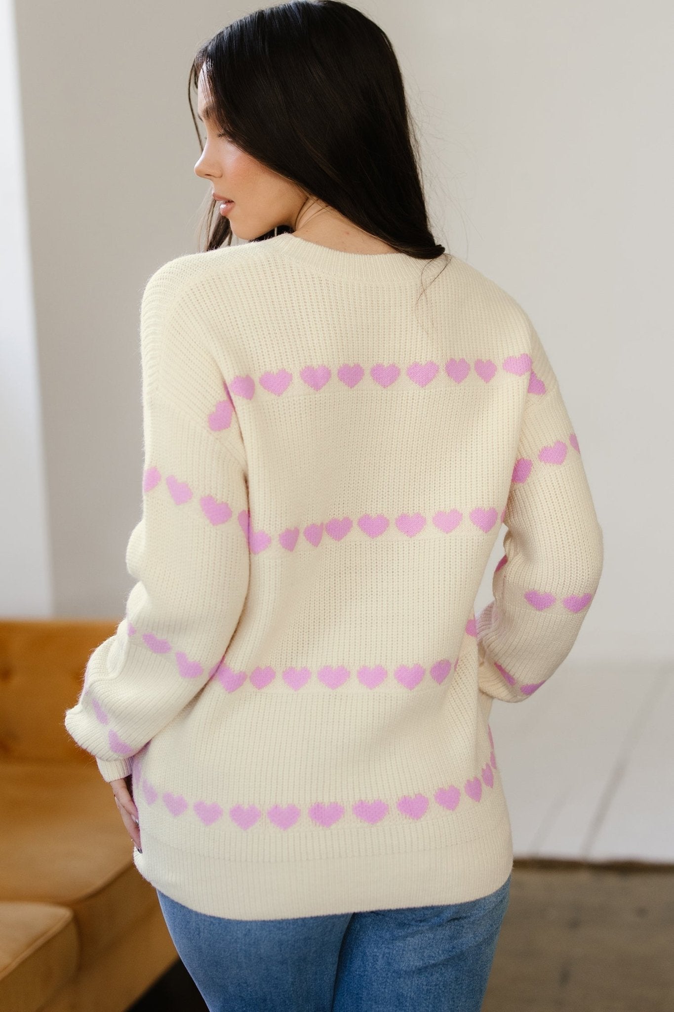 Navy Valentine Ribbed Knit Sweater - Hello Beautiful BoutiqueSweatersThreaded Pear
