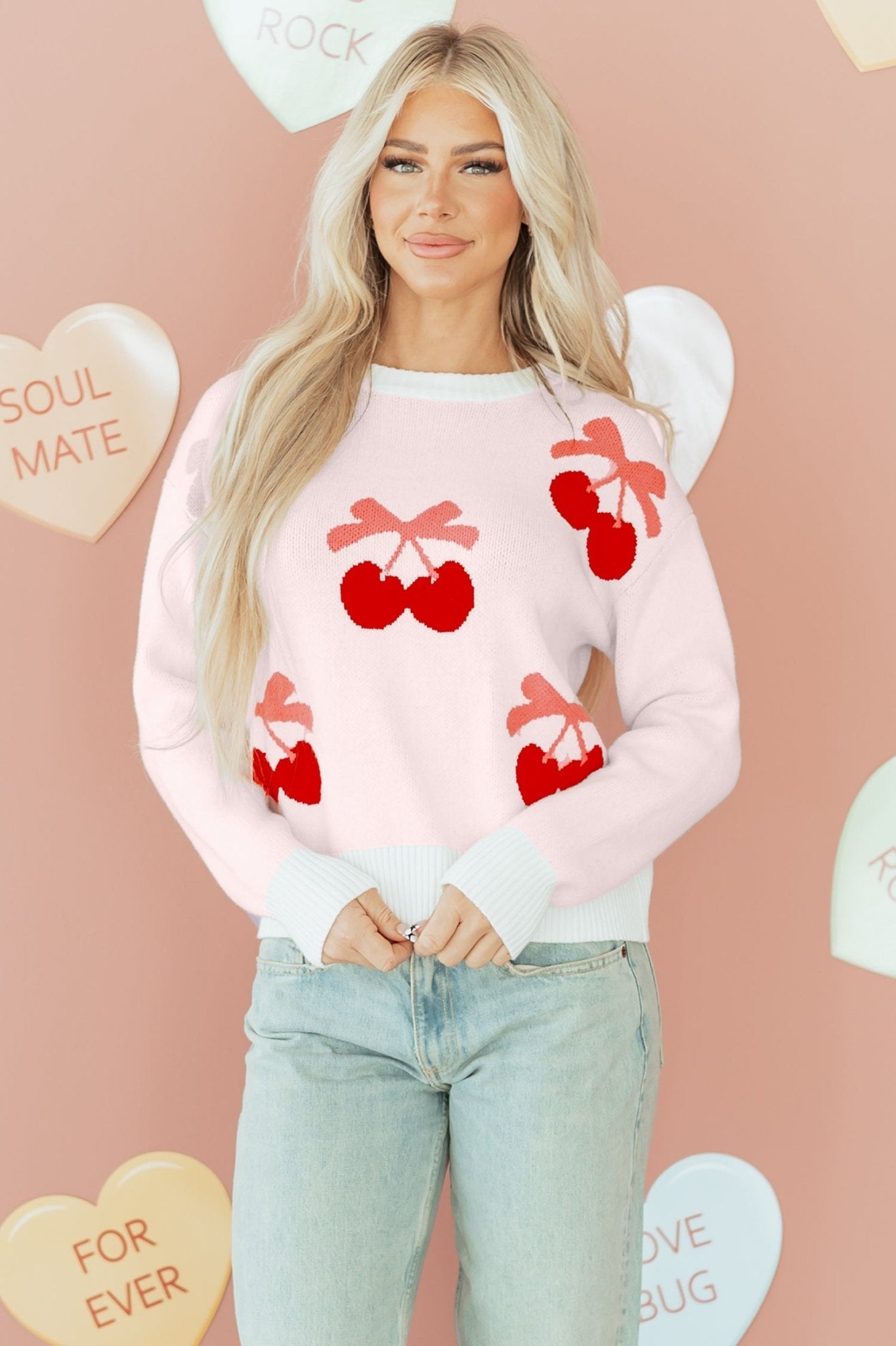 Nevaeh Pattern Drop Shoulder Sweater - Hello Beautiful BoutiqueSweatersThreaded Pear