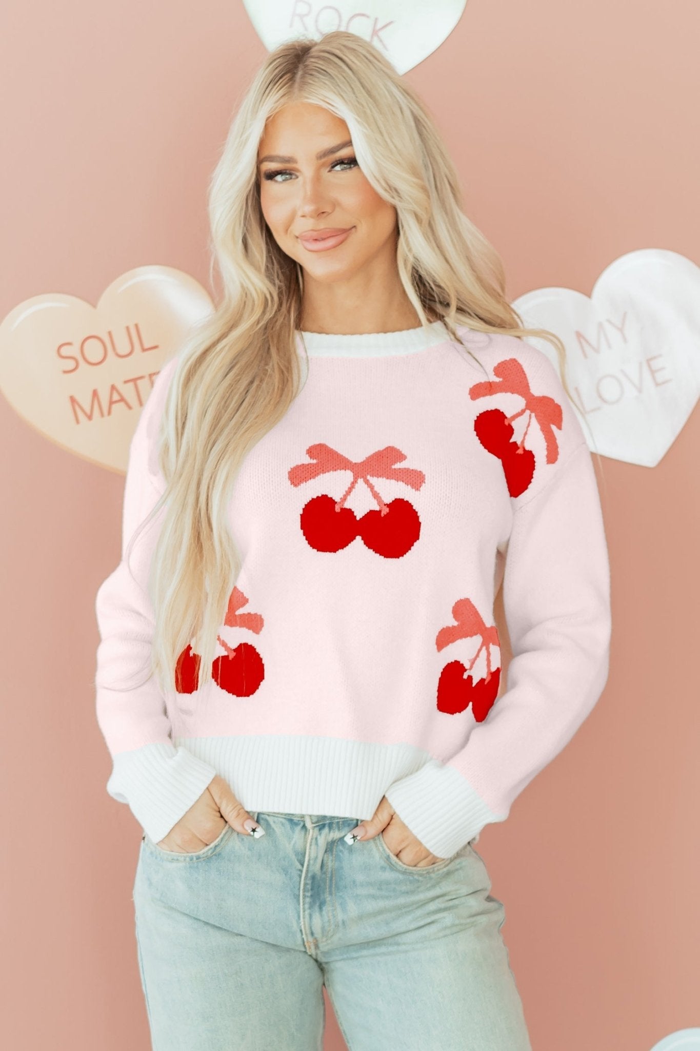 Nevaeh Pattern Drop Shoulder Sweater - Hello Beautiful BoutiqueSweatersThreaded Pear