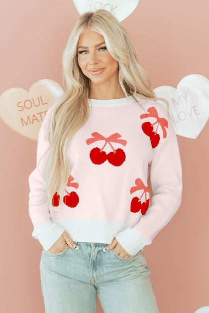 Nevaeh Pattern Drop Shoulder Sweater - Hello Beautiful BoutiqueSweatersThreaded Pear