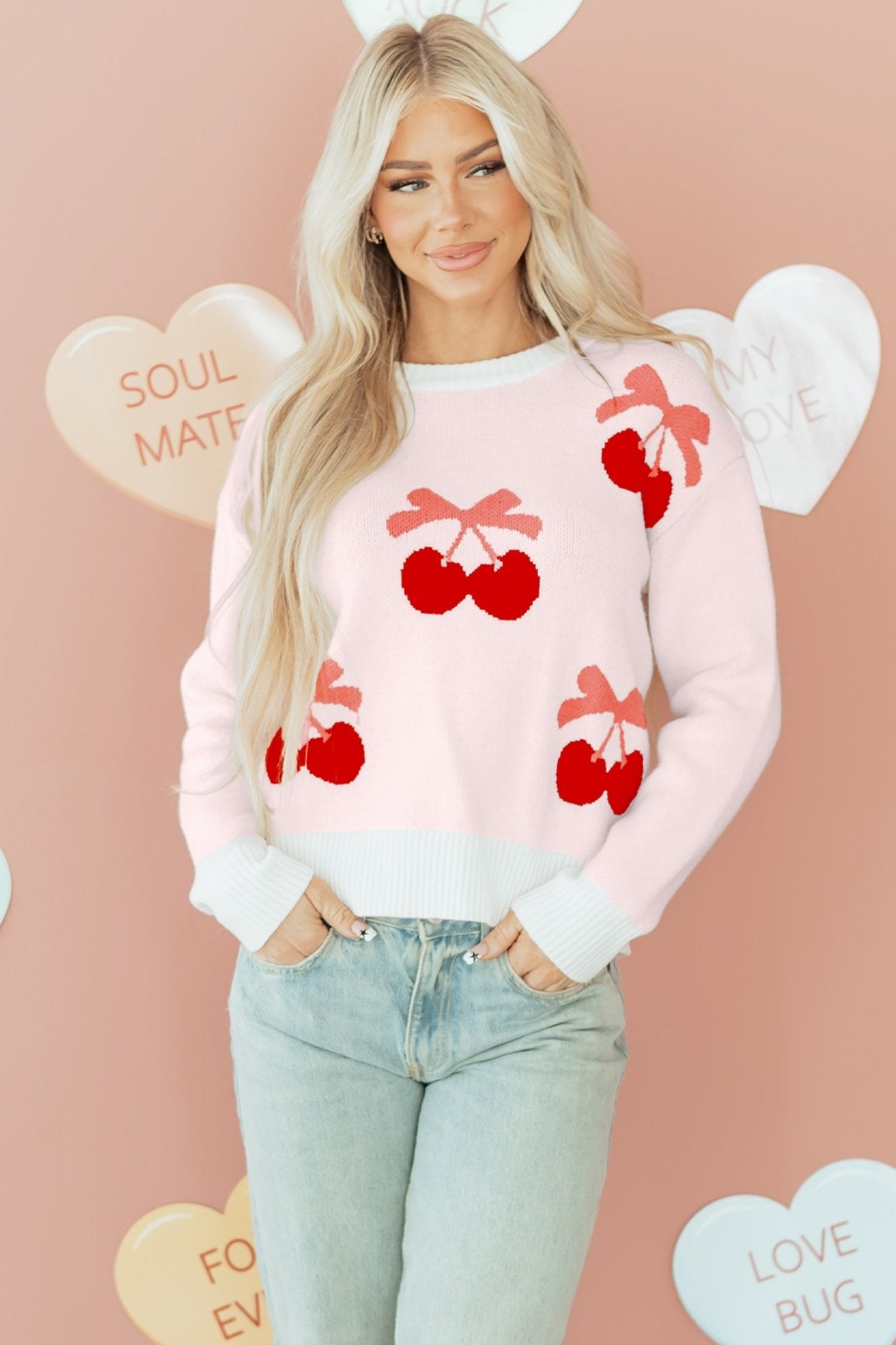 Nevaeh Pattern Drop Shoulder Sweater - Hello Beautiful BoutiqueSweatersThreaded Pear