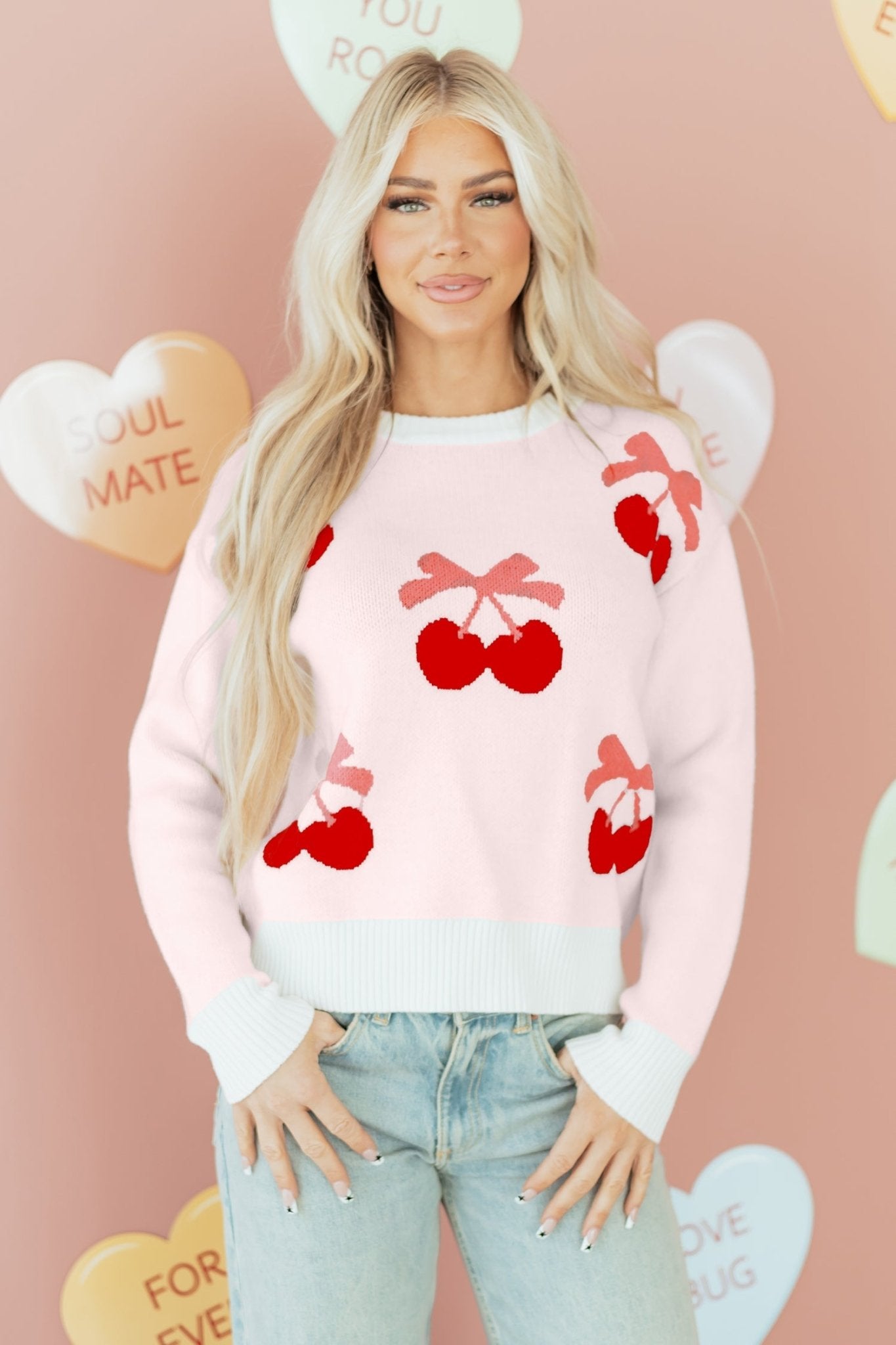 Nevaeh Pattern Drop Shoulder Sweater - Hello Beautiful BoutiqueSweatersThreaded Pear