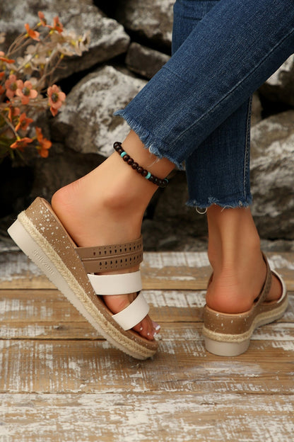 Nevaeh Straps Platform Wedge Slippers - Hello Beautiful BoutiqueSlippersThreaded Pear