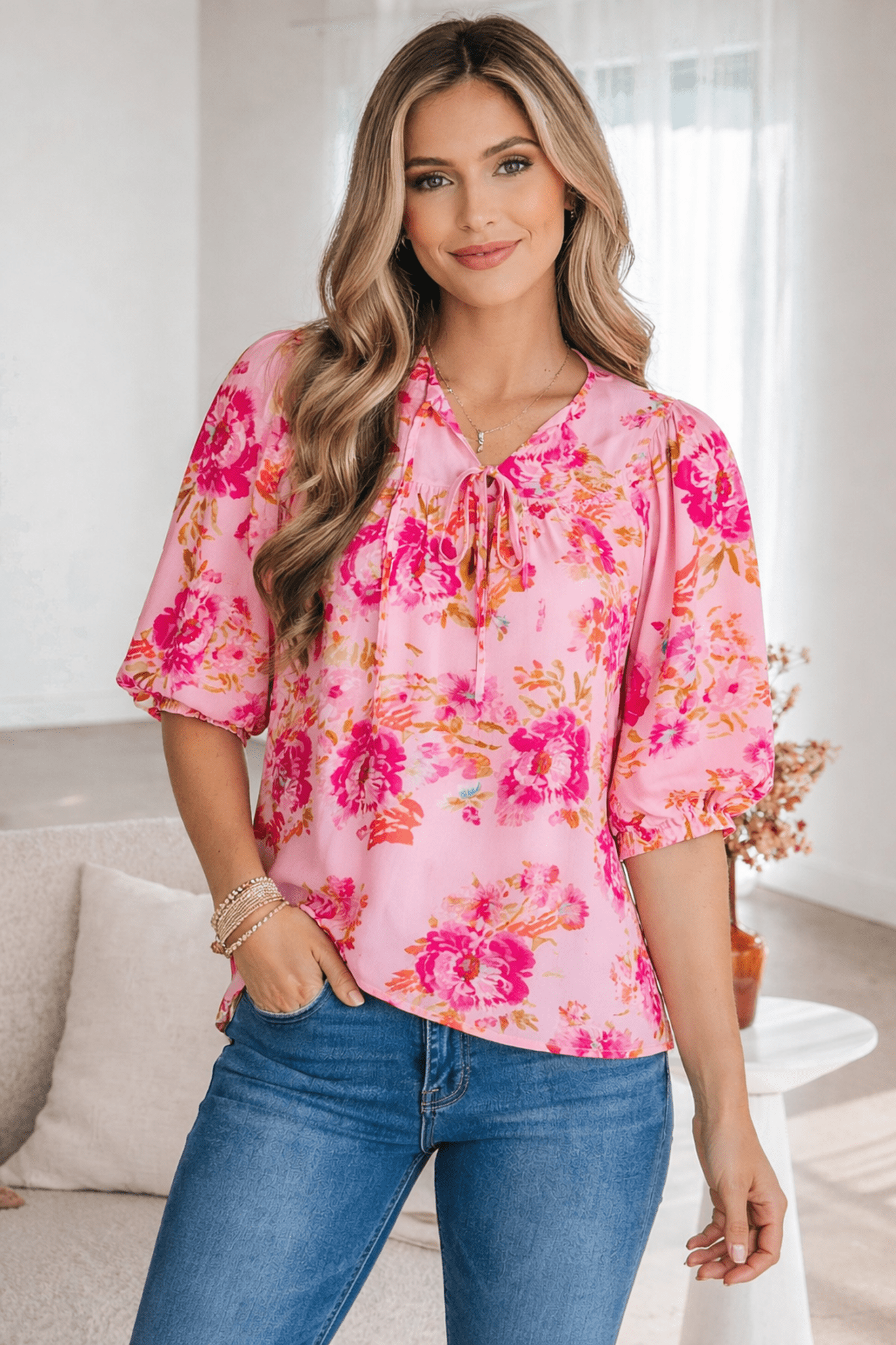 Nicole Puffy Half Sleeve Blouse - Hello Beautiful BoutiqueBlouses & ShirtsThreaded Pear