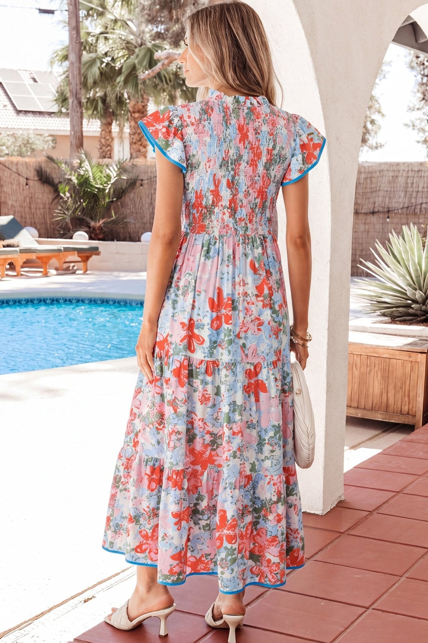 Nina Flutter Sleeve Long Dress - Hello Beautiful BoutiqueFloral DressesThreaded Pear