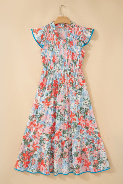 Nina Flutter Sleeve Long Dress - Hello Beautiful BoutiqueFloral DressesThreaded Pear