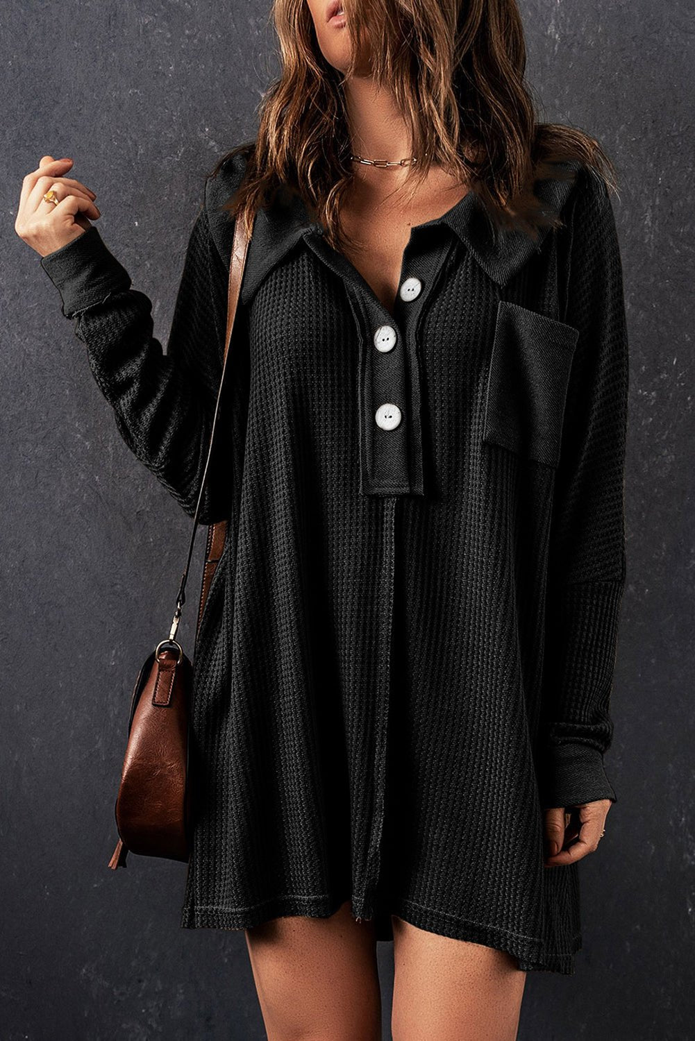 Nina Waffle Knit Long Sleeve Top - Hello Beautiful BoutiqueLong Sleeve TopsThreaded Pear