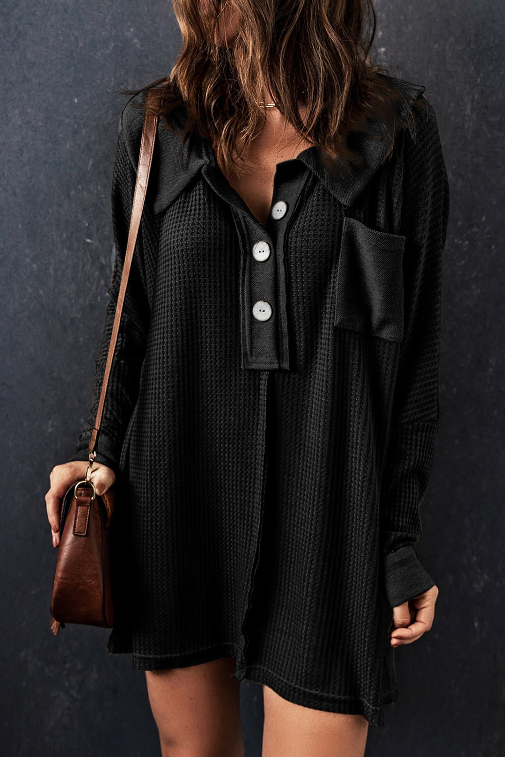 Nina Waffle Knit Long Sleeve Top - Hello Beautiful BoutiqueLong Sleeve TopsThreaded Pear