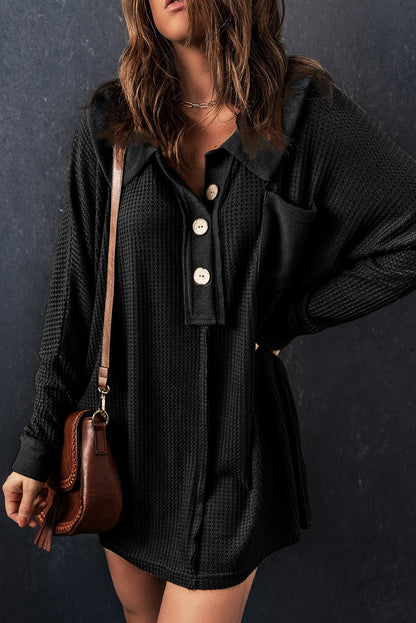 Nina Waffle Knit Long Sleeve Top - Hello Beautiful BoutiqueLong Sleeve TopsThreaded Pear