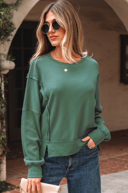 Noah Ribbed Drop Shoulder Sweatshirt - Hello Beautiful BoutiqueSweatshirts & HoodiesThreaded Pear