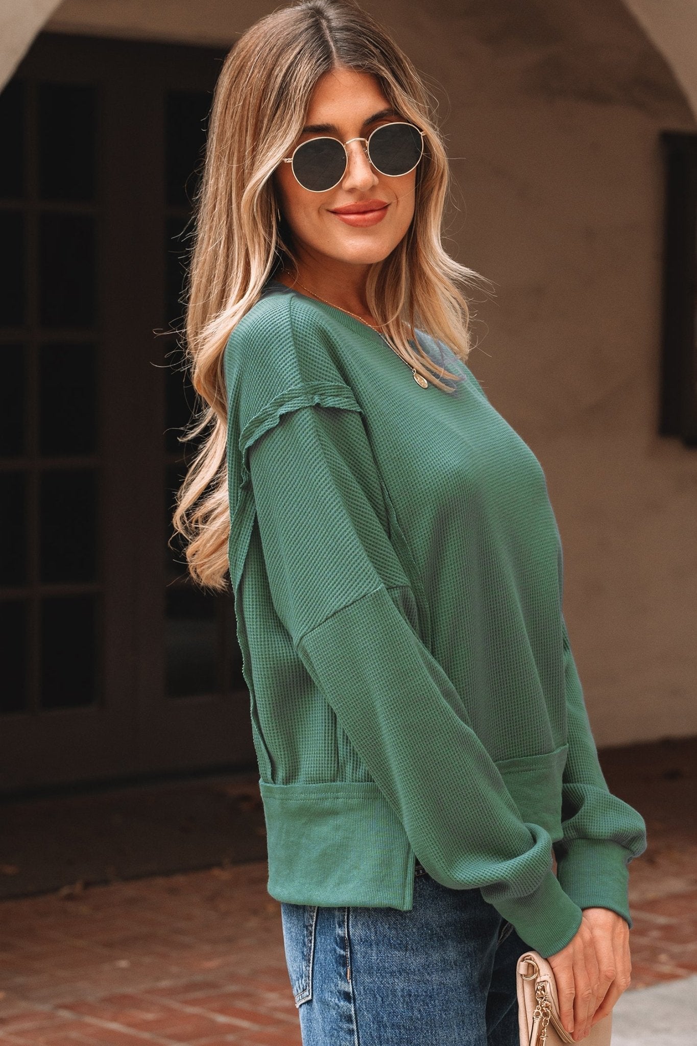 Noah Ribbed Drop Shoulder Sweatshirt - Hello Beautiful BoutiqueSweatshirts & HoodiesThreaded Pear