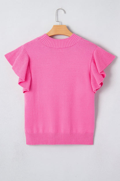 Noelle Ruffle Short Sleeve Sweater - Hello Beautiful BoutiqueShort Sleeve SweatersThreaded Pear