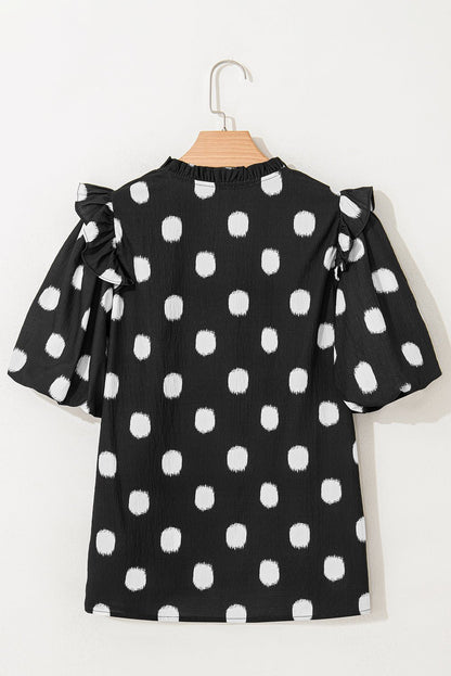 Nola Notched Balloon Sleeve Blouse - Hello Beautiful BoutiqueBlouses & ShirtsThreaded Pear
