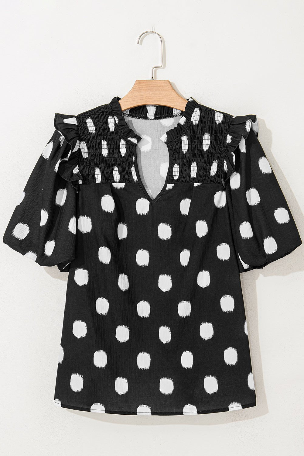 Nola Notched Balloon Sleeve Blouse - Hello Beautiful BoutiqueBlouses & ShirtsThreaded Pear
