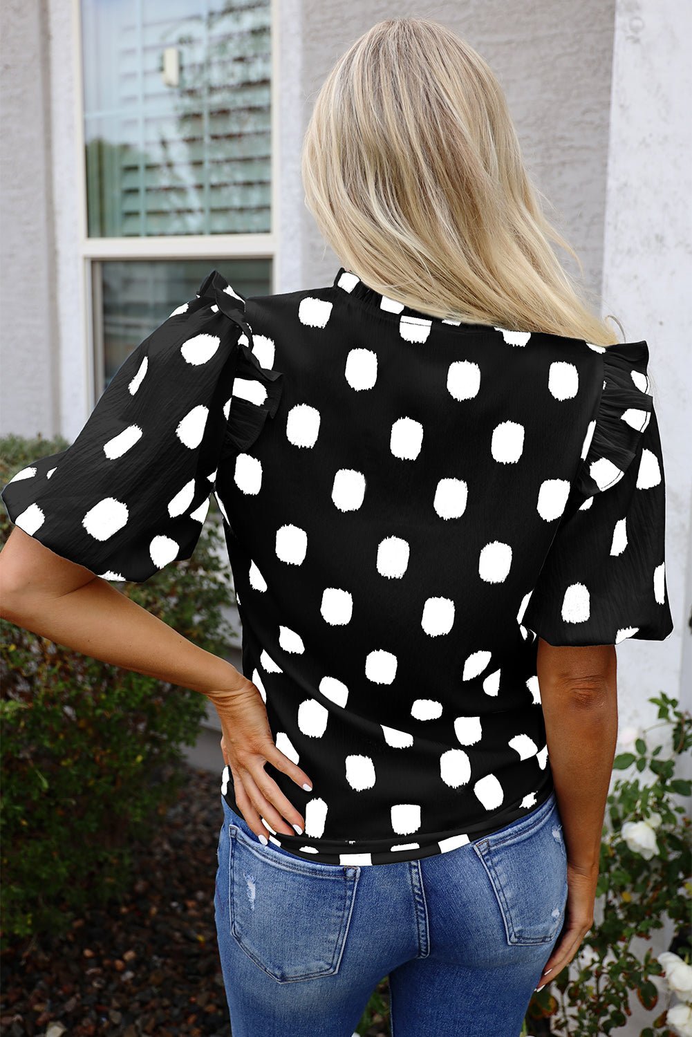 Nola Notched Balloon Sleeve Blouse - Hello Beautiful BoutiqueBlouses & ShirtsThreaded Pear
