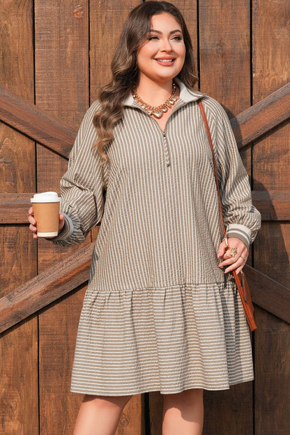 Noor Sleeve Ruffled Mini PLUS Dress - Hello Beautiful BoutiquePlus Size Mini DressesThreaded Pear