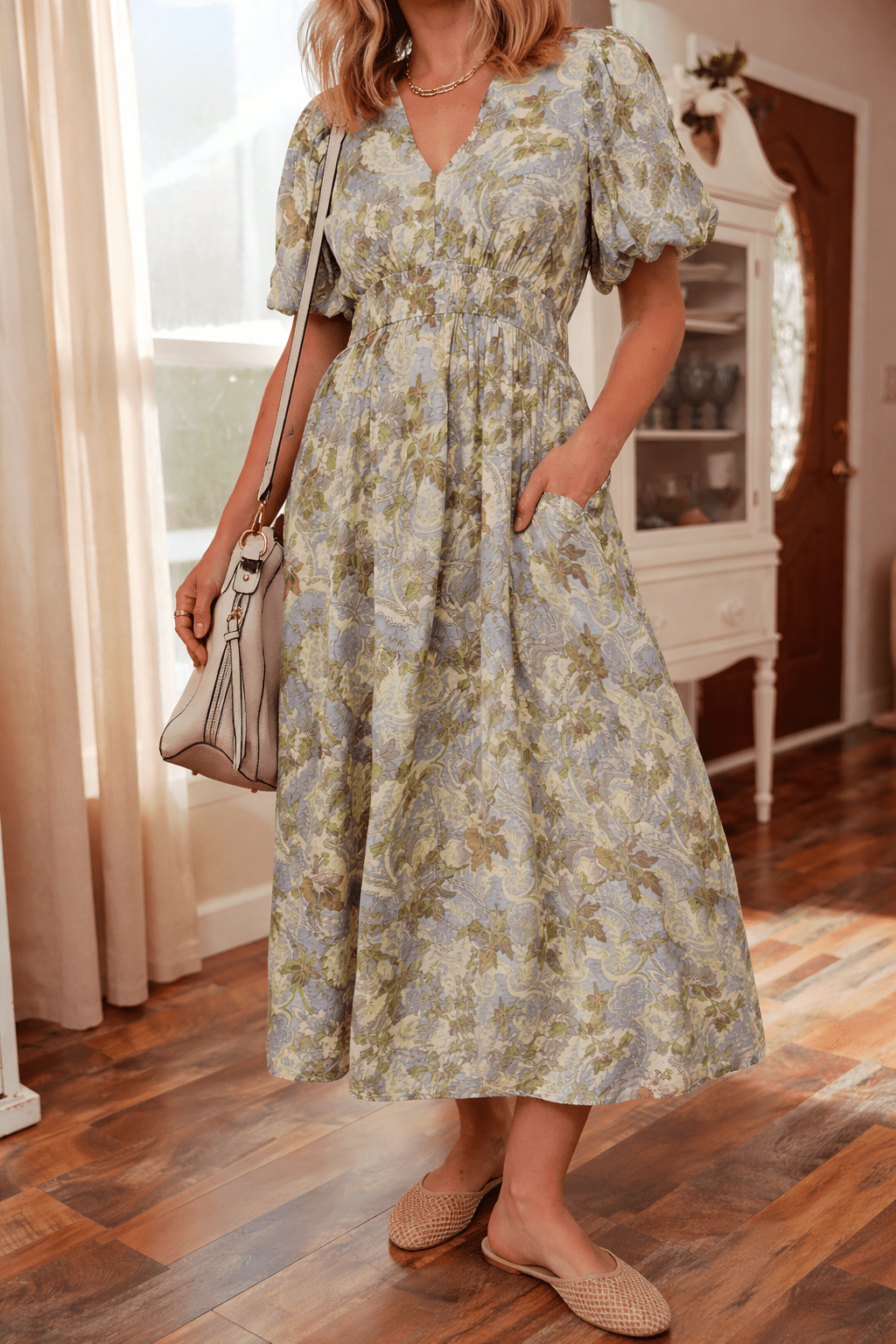 Nora Puff Sleeve Long Dress - Hello Beautiful BoutiqueMaxi DressesThreaded Pear