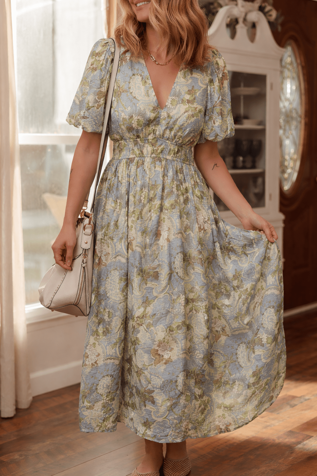 Nora Puff Sleeve Long Dress - Hello Beautiful BoutiqueMaxi DressesThreaded Pear