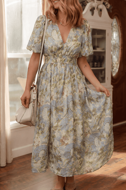 Nora Puff Sleeve Long Dress - Hello Beautiful BoutiqueMaxi DressesThreaded Pear