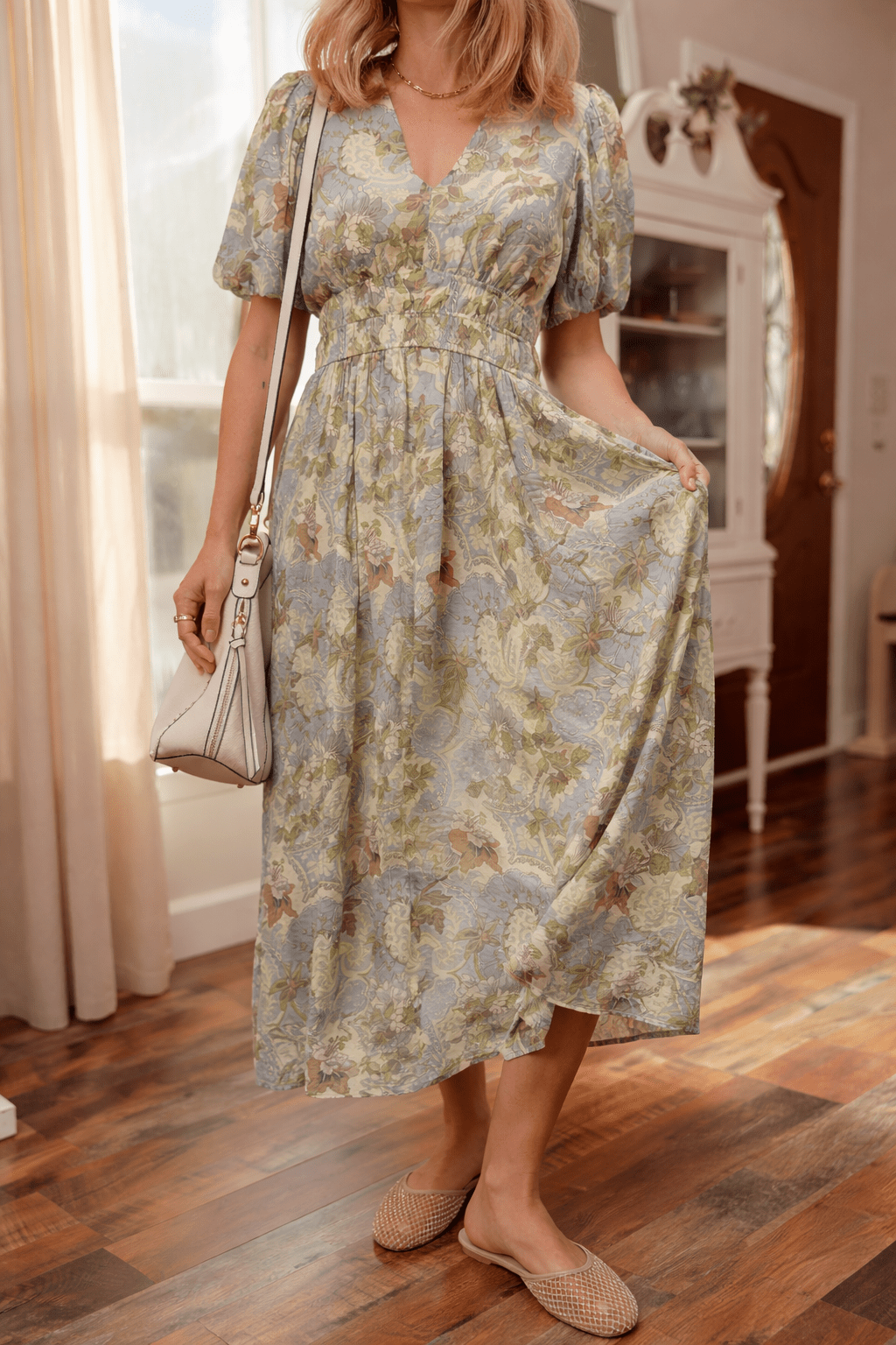 Nora Puff Sleeve Long Dress - Hello Beautiful BoutiqueMaxi DressesThreaded Pear
