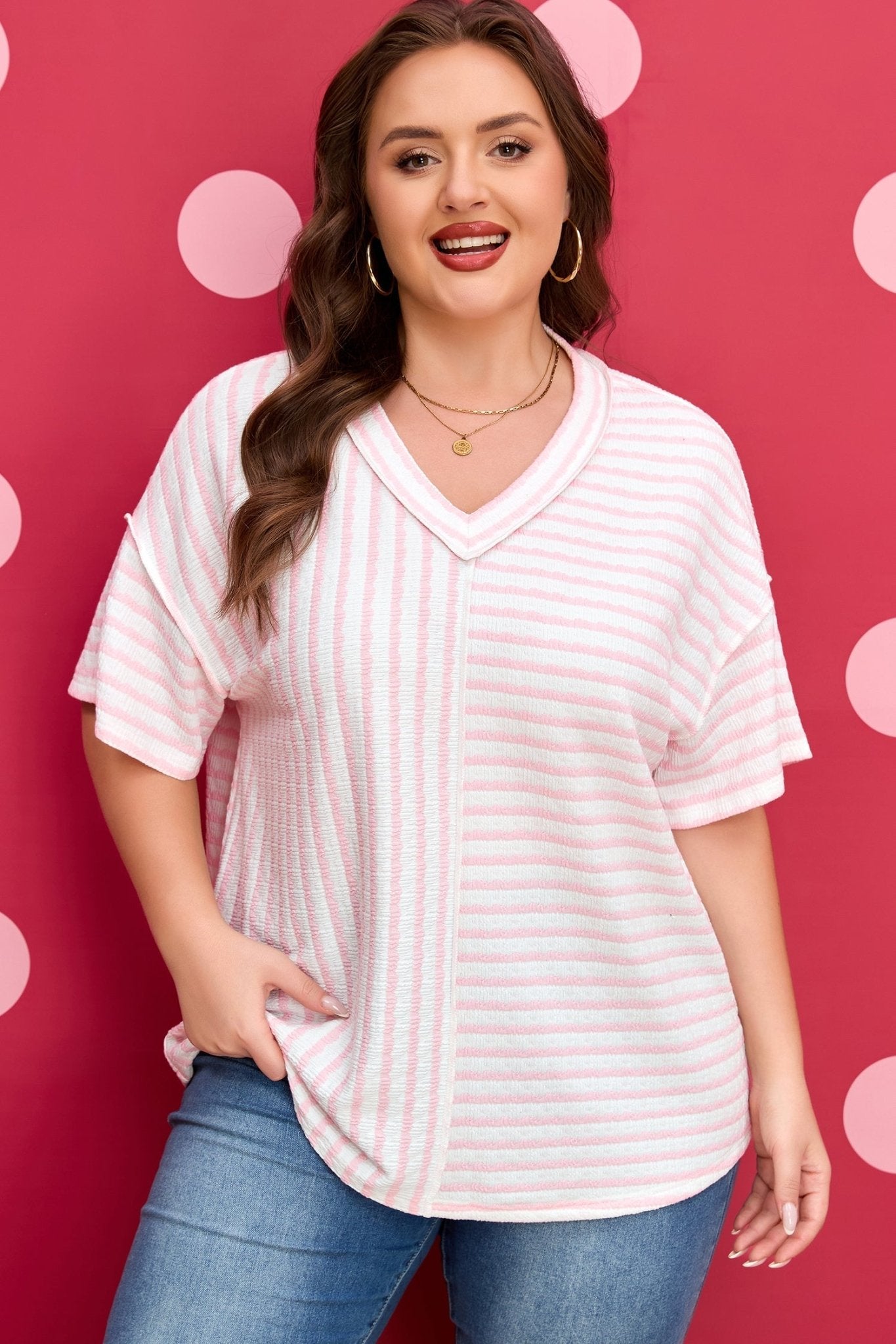 Nora Seam Patchwork T PLUS Shirt - Hello Beautiful BoutiquePlus Size Tops & TeesThreaded Pear