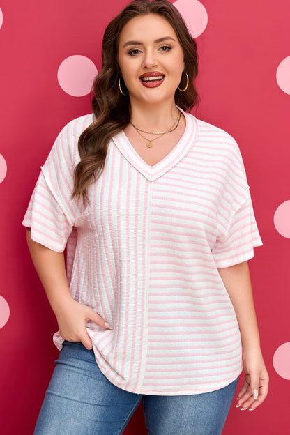 Nora Seam Patchwork T PLUS Shirt - Hello Beautiful BoutiquePlus Size Tops & TeesThreaded Pear