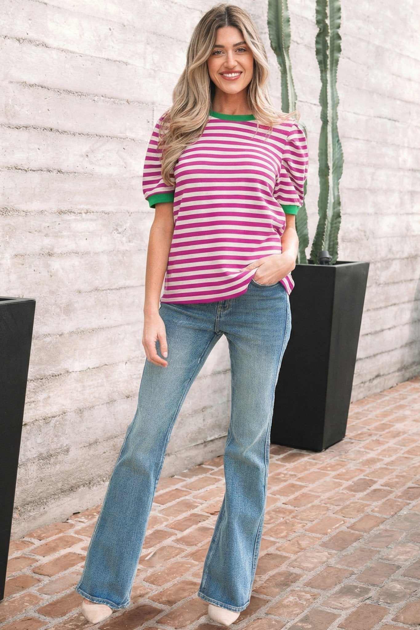Nova Sleeve Contrast Trim Tee - Hello Beautiful BoutiqueTops & TeesThreaded Pear